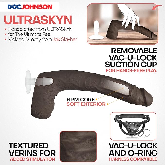 Signature Cocks Jax Slayher 10 Inch ULTRASKYN Cock with Removable Vac-U-Lock Suction Cup Chocolate