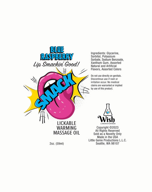 Smack Blue Raspberry Lickable Massage Oil 3ml Pouch