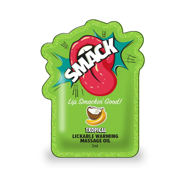 Smack Tropical Lickable Massage Oil 3ml Pouch Display