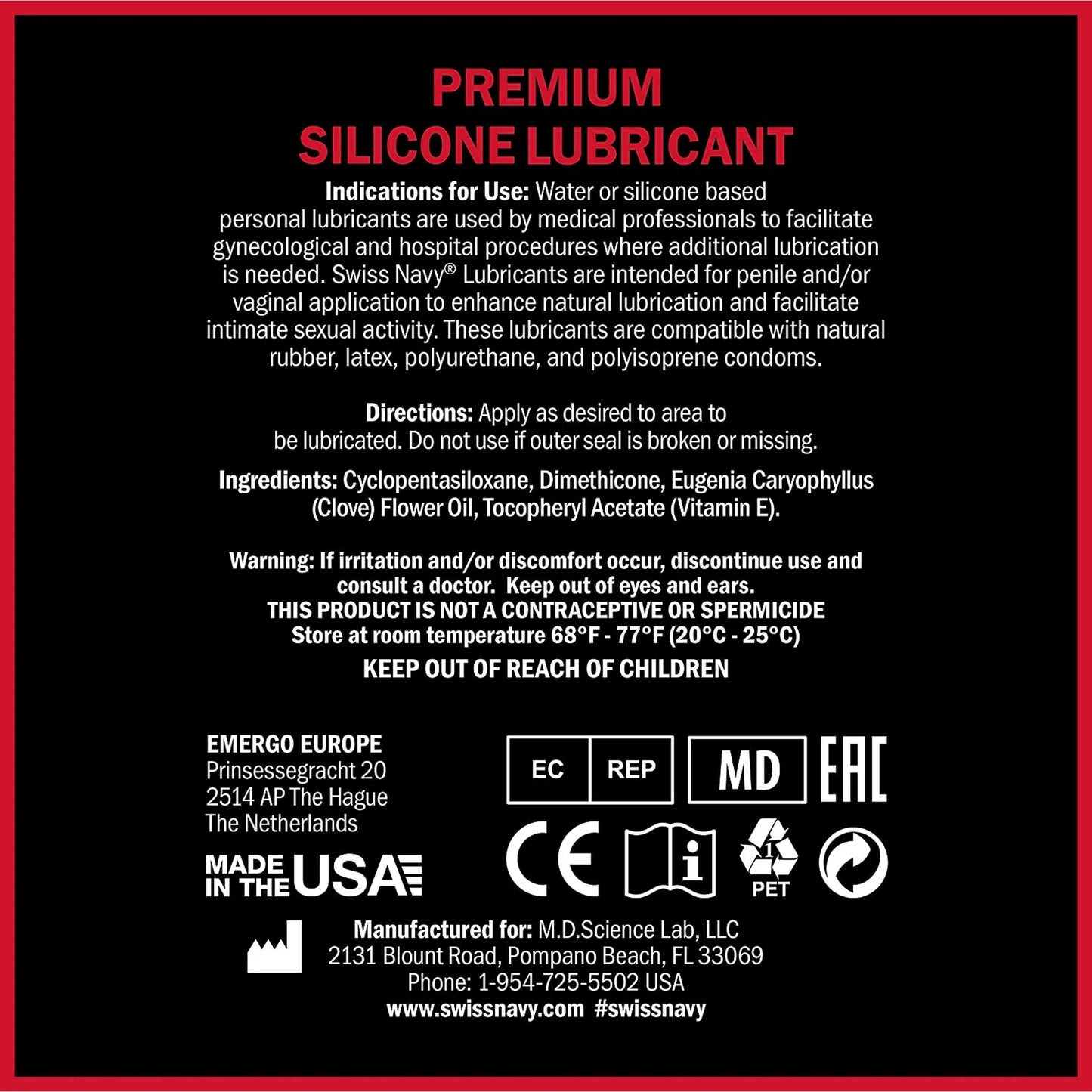 Swiss Navy Premium Silicone Anal Lubricant 2 oz.