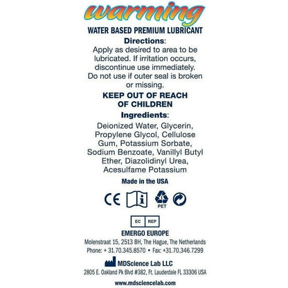 Swiss Navy Warming Water-Based Lubricant 1 oz.