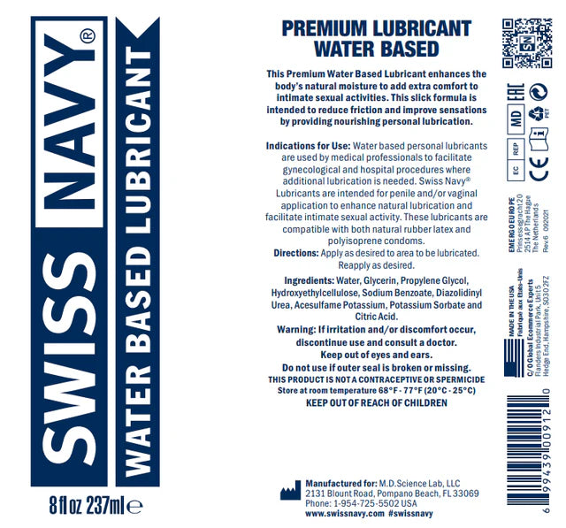 Swiss Navy Water-Based Lubricant 1 oz.