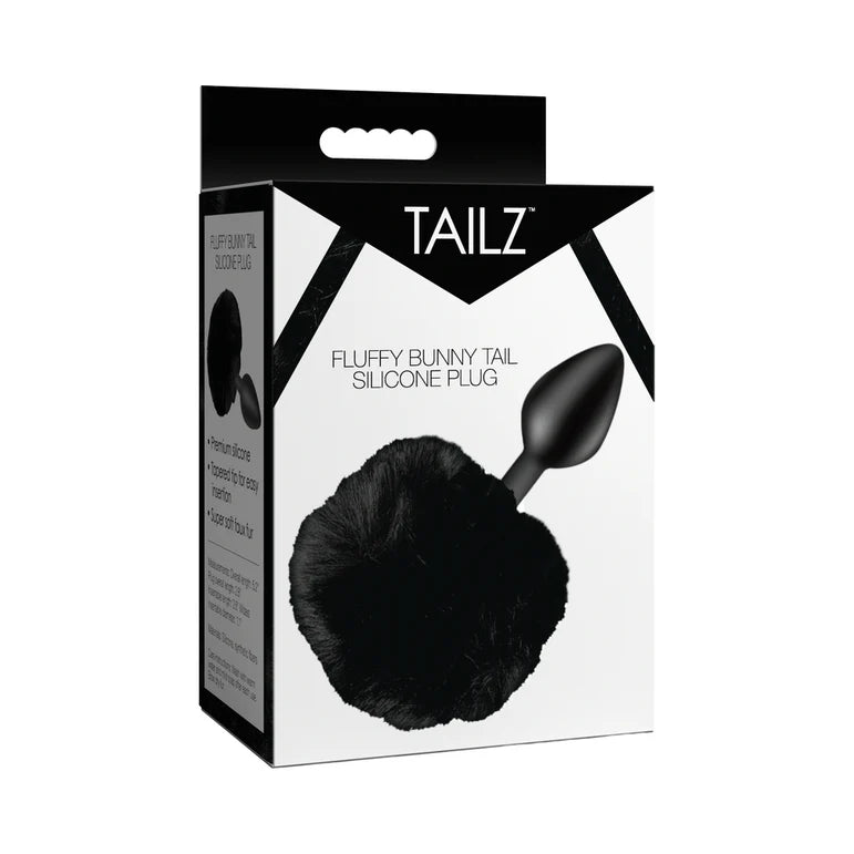 Tailz Fluffy Bunny Tail Silicone Plug Black
