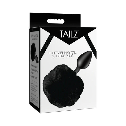 Tailz Fluffy Bunny Tail Silicone Plug Black
