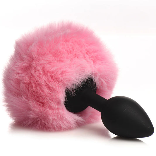 Tailz Fluffy Bunny Tail Silicone Plug Pink
