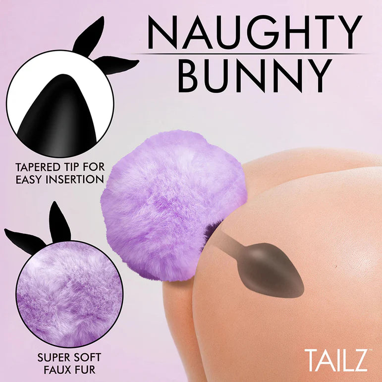 Tailz Fluffy Bunny Tail Silicone Plug Purple