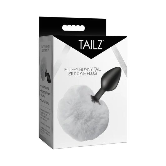 Tailz Fluffy Bunny Tail Silicone Plug White