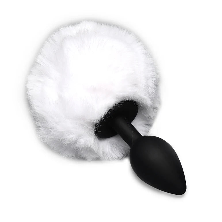 Tailz Fluffy Bunny Tail Silicone Plug White