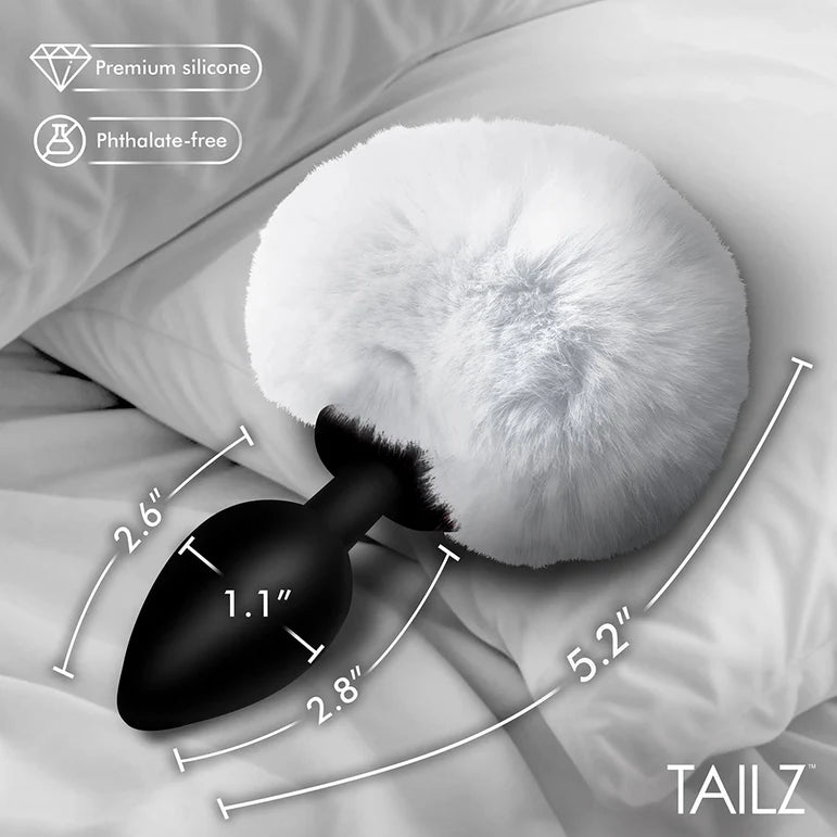Tailz Fluffy Bunny Tail Silicone Plug White
