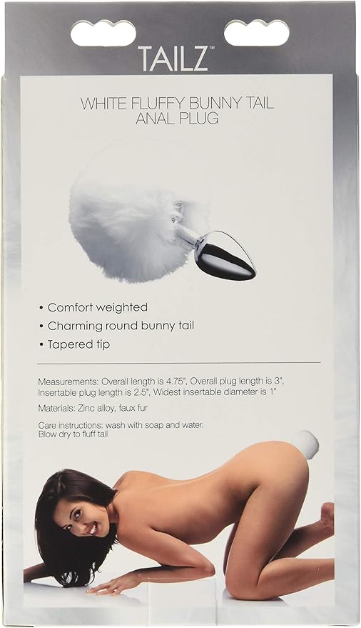 Tailz Fluffy Bunny Tail Silicone Plug White