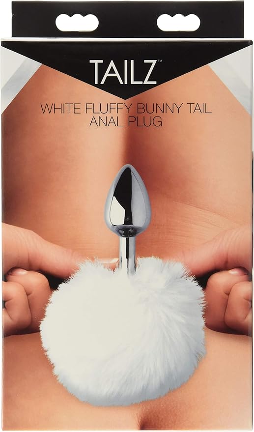 Tailz Fluffy Bunny Tail Silicone Plug White