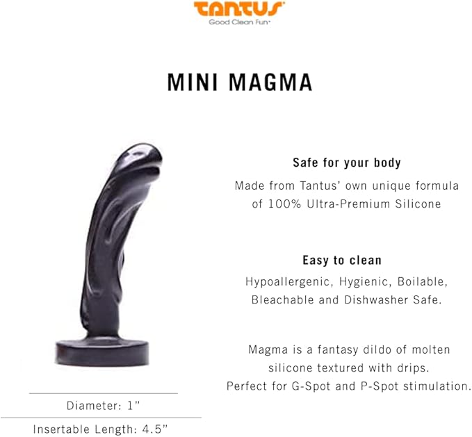 Tantus Mini Magma Dildo Onyx Silicone Harness Compatible