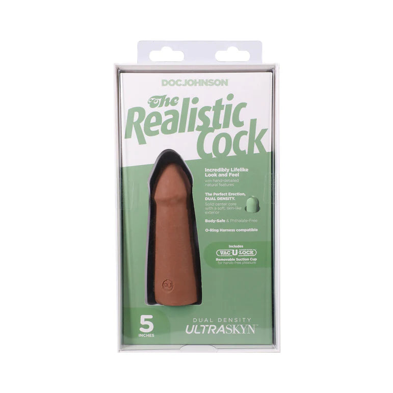 The Realistic Cock 5 in. ULTRASKYN Vac-U-Lock Dildo Caramel