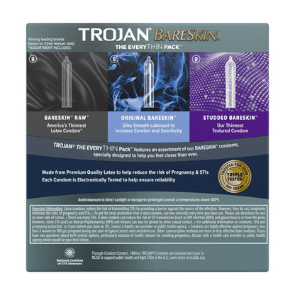 Trojan Bareskin EveryThin 3-Pack - Bareskin Raw, Original, and Studded
