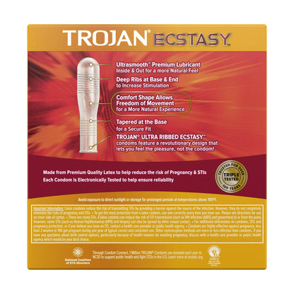 Trojan Ecstasy Ultra Ribbed Condoms with UltraSmooth Lubricant