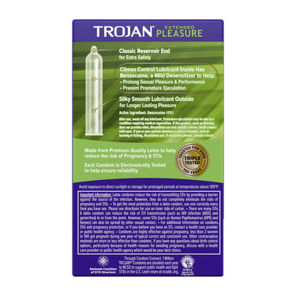 Trojan Extended Pleasure Condoms with Climax Control Lubricant