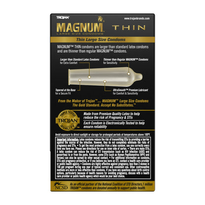 Trojan Magnum Thin Large Size Condoms with UltraSmooth Lubricant 12-Pack