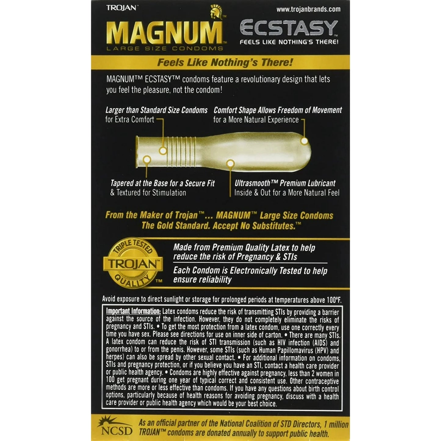 Trojan Magnum Thin Large Size Condoms with UltraSmooth Lubricant 3-Pack