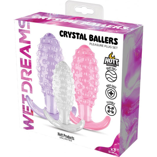 Wet Dreams Crystal Ballers Tri-Color Textured Tushy Trainer Kit 3-Pack