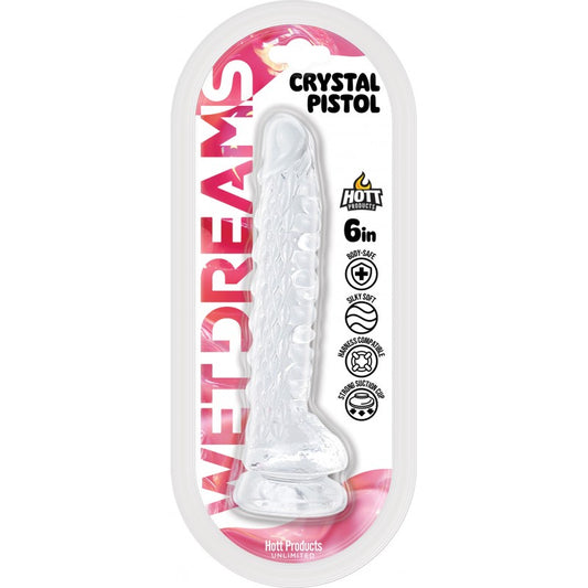 Wet Dreams Crystal Pistol Jelly Dildo 6.3in Special Textured Design