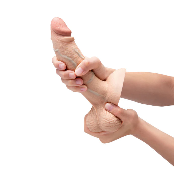 b-Vibe Slipskin Realistic Silicone Dildo 7 in. Girthy Cream