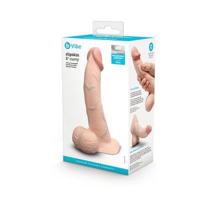 b-Vibe Slipskin Realistic Silicone Dildo 8 in. Curved Cream