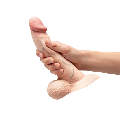 b-Vibe Slipskin Realistic Silicone Dildo 8 in. Curved Cream